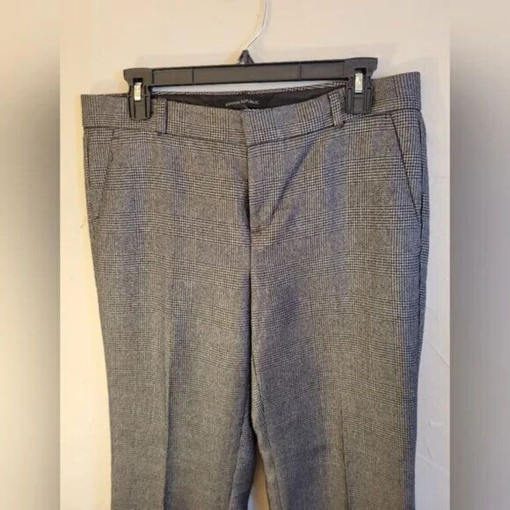 Banana Republic neutral plaid ankle length pants zip close, pockets, sz 8 petite - Picture 5 of 8